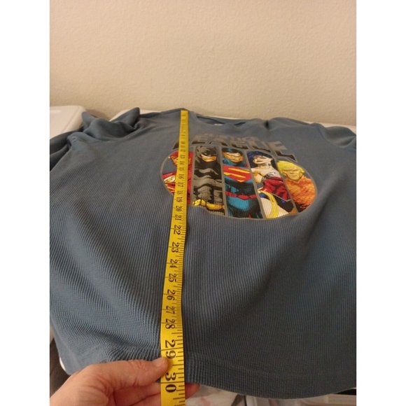 Mens Justice League Graphic Print Blue Long Sleeve Thermal Shirt Size 2XL - Picture 7 of 7